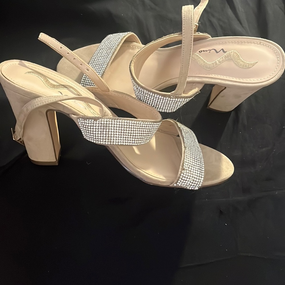 nude heels with jems on straps